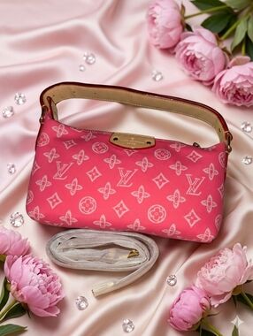 L Pink Monogram Canvas Pochette
